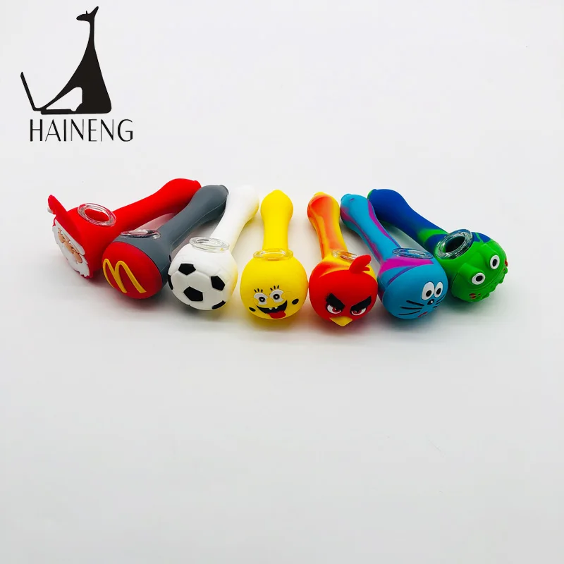 

Fancy Mini Cartoon Silicone Smoking Pipes Glass Spoon Pipes Silicone Animal Smoking Pipe