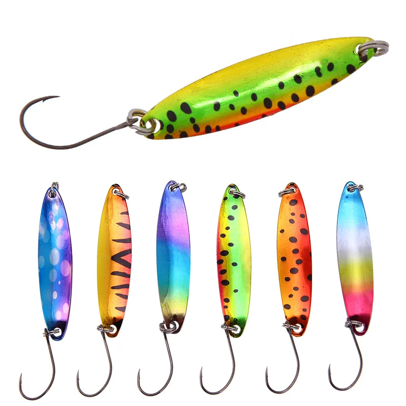 

Spoons Metal 5g Trout Lures Small Hard Bait Sequins Spinner Fishing Spoon with Single Hook, 6 colors