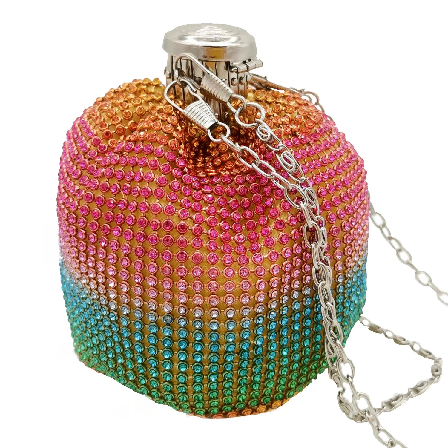 

Novelty Flagon Shape Rainbow Rhinestone Party Bag Clutches And Evening Bags Ladies