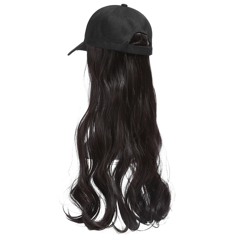 

Baseball Cap with Hair Synthetic Wig Hats with Hair Attached Long Wavy Hair for Women Daily Party Use