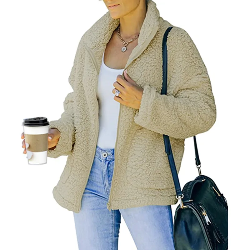 

Wholesale ladies casual jackets sweet thickened warmth faux fur coat for women