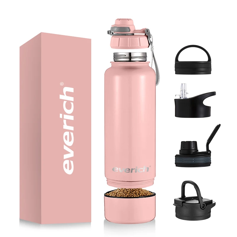 

Sports Water Bottle 32Oz Stainless Steel Vacuum Insulated Wide Flask With Leakproof Spout Lid and food container