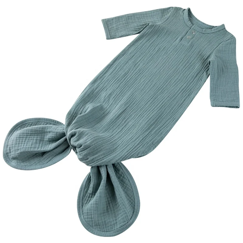 
Organic Cotton Newborn Baby Sleeping Gown Custom sleeping Knotted Gown 