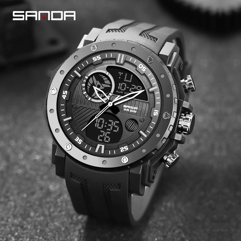 

SANDA Fashion Men's Watches Top Brand Luxury Military Sport Quartz Watch Man 5ATM Waterproof Clock Men relogios masculino 6012