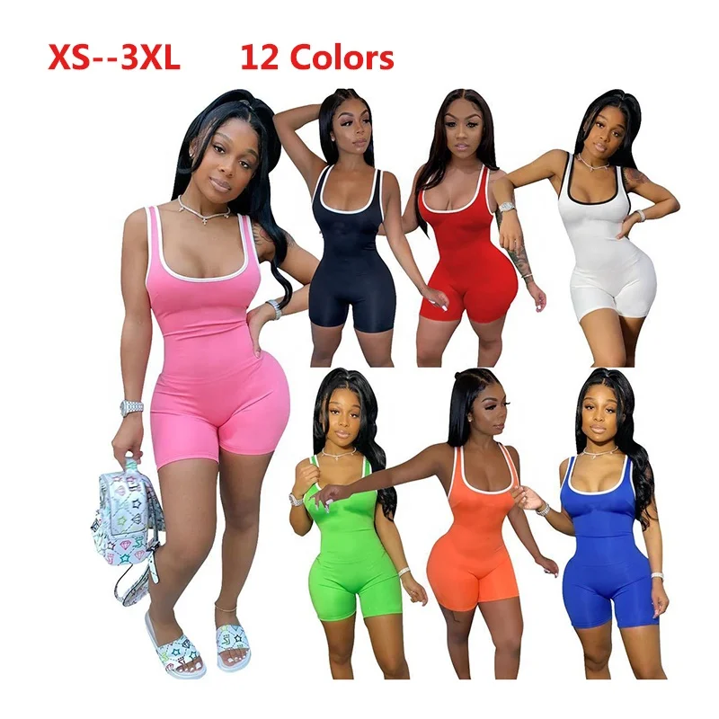 

268 Wholesale new fashion sleeveless casual women summer sport wear biker shorts Jumpsuits And Rompers women clothing, 12 colors