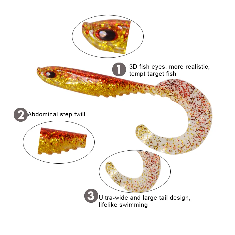 

Big curly tails soft fish 130mm 10.7g plastic fishing baits fish Lure pesca silicone worm, Various color