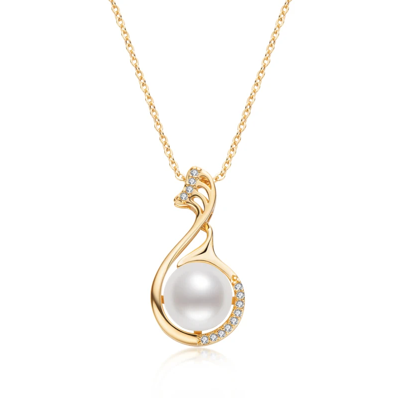 

Pearl Necklace Elegant 14K Gold Chain Pendant Natural Pearl ChockerJewelry Women