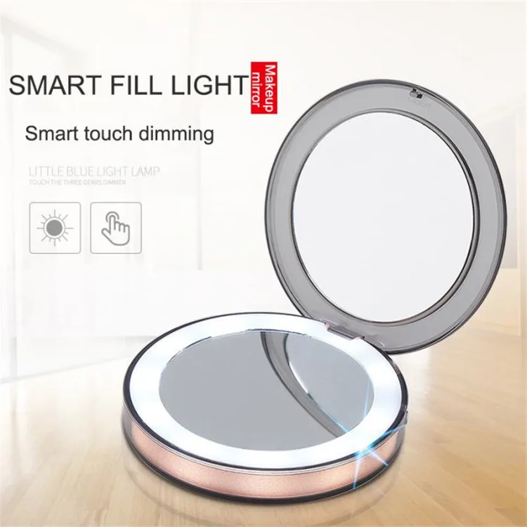 

LED Lighted Mini 3X Magnifying Compact Travel Portable Sensing Lighting Led Makeup Mirror, 3 color