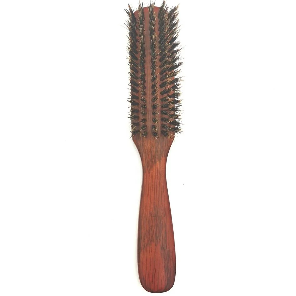 Natural wooden 100% boar bristle beard brush with handle beard grooming set for men wholesale