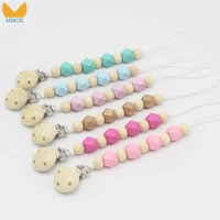 

MMCK 2020 New Amazon Silicone prismatic wooden metal clip organic pacifier clip pacifier holder clip