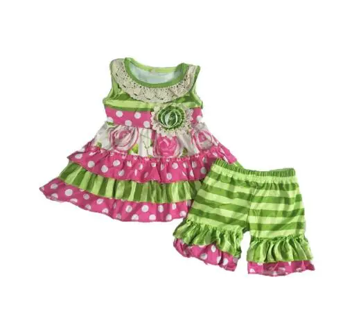 

Multi-layer lace stitching girl's set spring and summer children's clothing printing comfortable high quality 2 piece set, As picture or your request