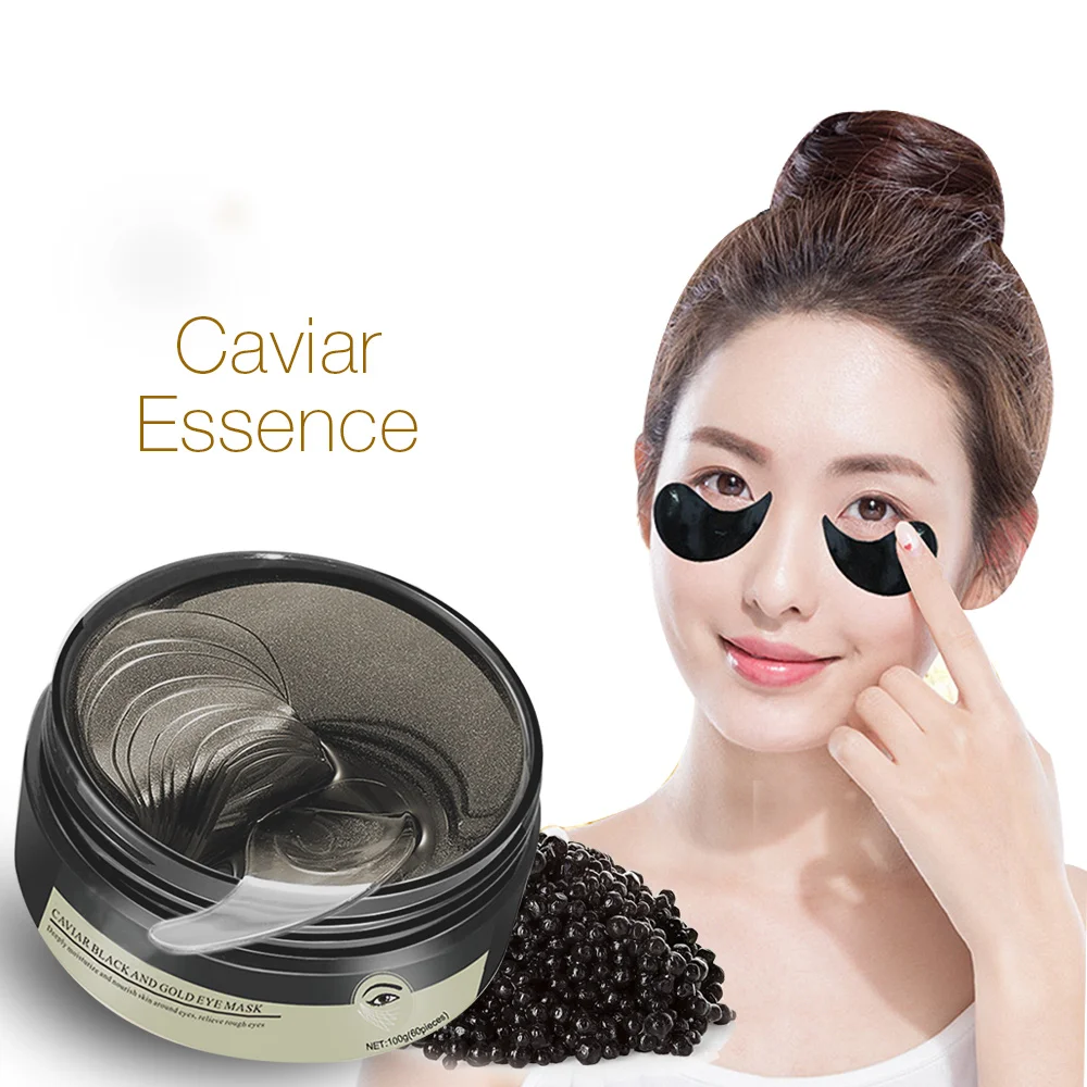 

Private Label Double Eyelid Stickers Under Eye Mask Sheet Sleep Pirate Eye Patch Caviar Cream Dark Circle Removal Anti Wrinkle, Black