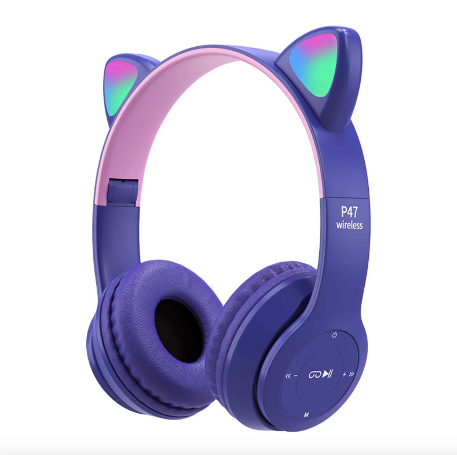 

Free Shipping Portable Colorful LED Cat Handfree earphone earbuds Wireless Bluetooth Earphones Headphones
