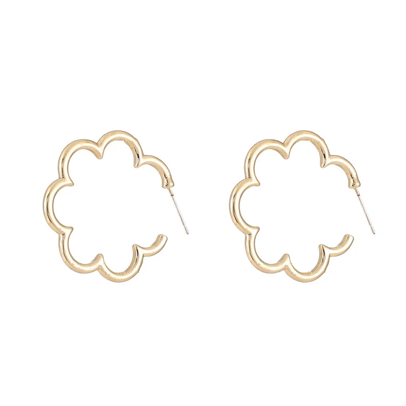 

Fashion Jewelry Stud Earring Women Punk Flower Shape Gold Stud Earring For Women, Gold plated