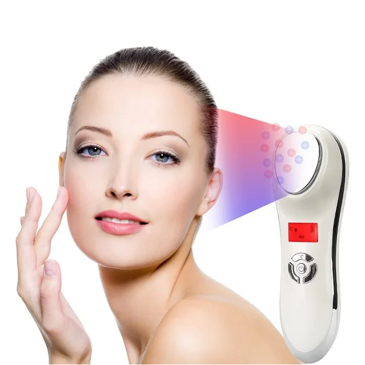 

Anti aging Ultra sonic Skin Tightening Ion Facial Hot Cold Warm Skin Care Face Beauty Instrument for women, White/gold