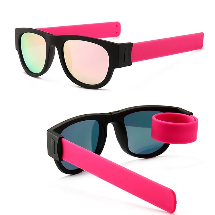 

Collapsable Folding Polarized Sun Glasses Wrap Wristband Slap Lente De Sol Gafas Plegable Sunglasses