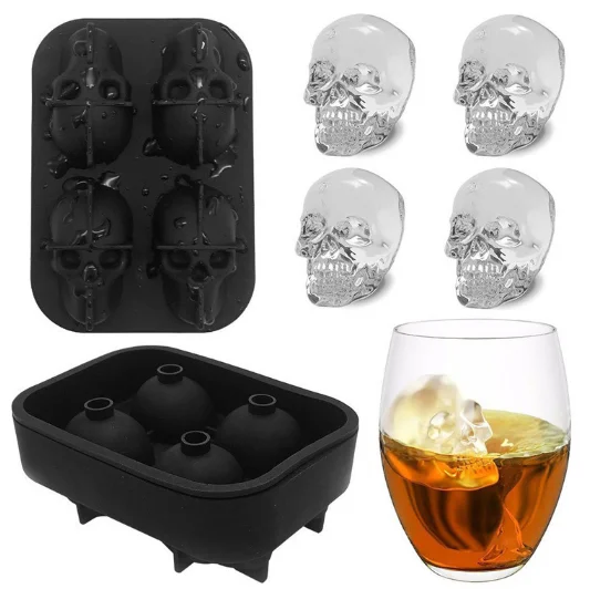 

LOVE'N LV559I Skull ice grid 4 holes even skull ice mold easy release food grade silicone ice mold