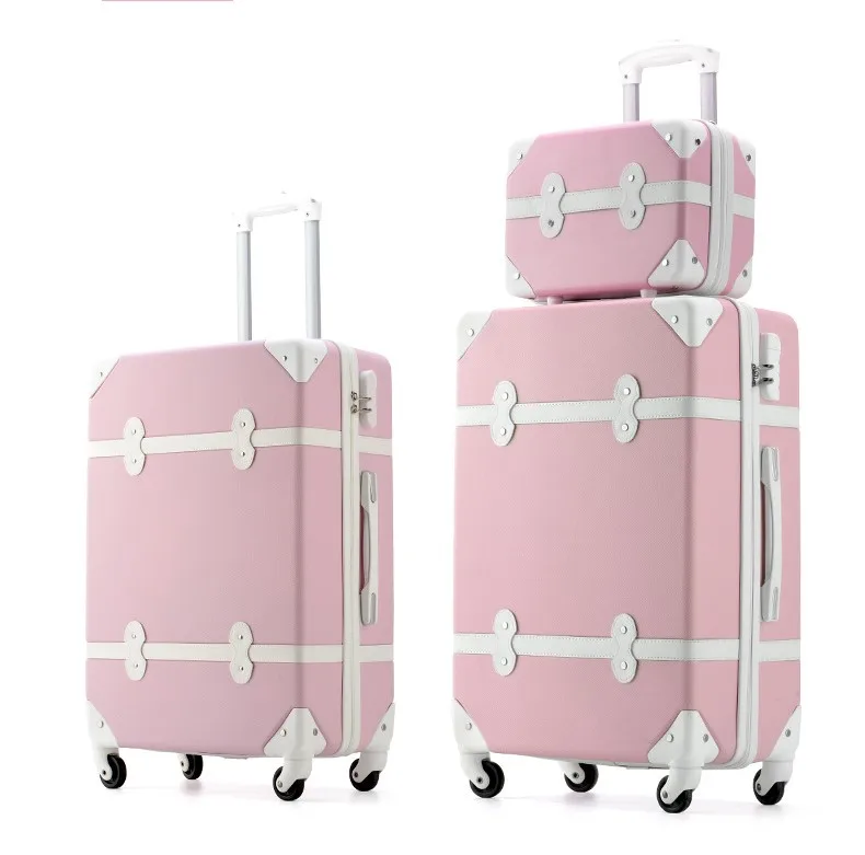 

Retro 2 in 1 universal wheel student suitcase ABS+PC scratch-resistant zipper password travel trolley suitcase, Color can custom