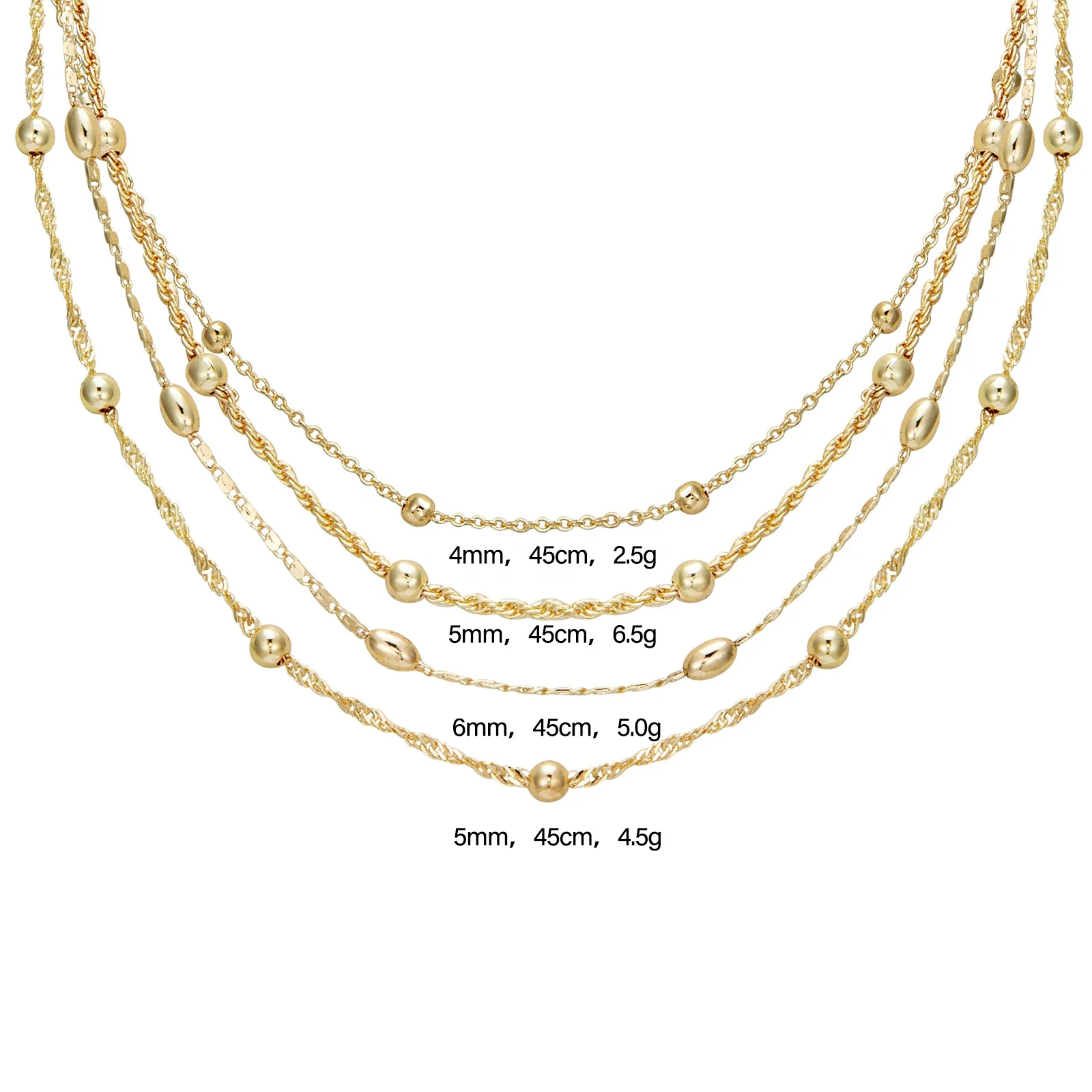 

Elfic Trendy Street Girl Multi Layered Necklace Dainty 14K Gold Unique Link Chain Bead Chain Clavicle Necklace