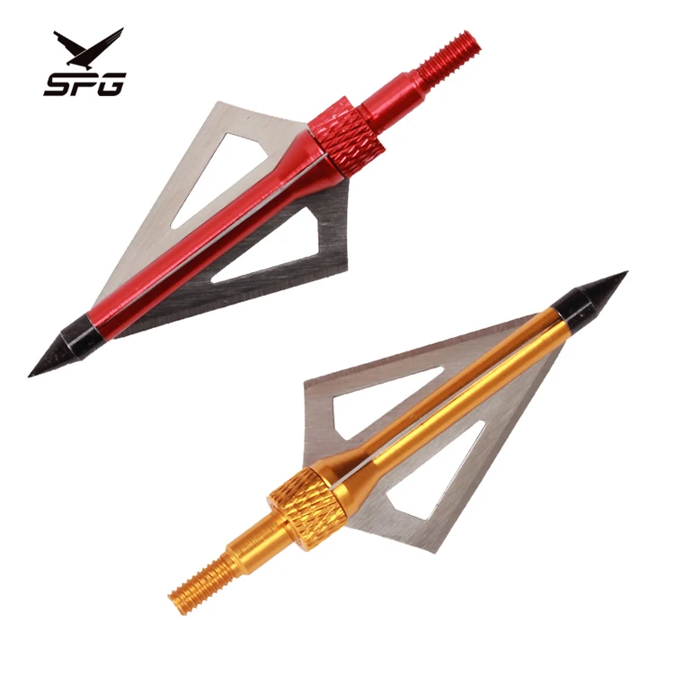 

SPG Archery Stainless Steel Outdoor Arrow Heads 3 blade Broadheads 100 Grain Hunting for crossbow and Compound Bow, Black/red/yellow