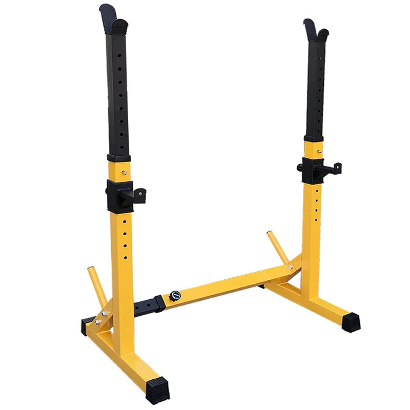 

Home Fitness Equipment Barbell Rack Weightlifting Bench Press Adjustable Half Squat Rack, Yellow+black