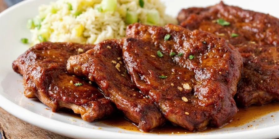 Close-up of ribs with different rubs applied