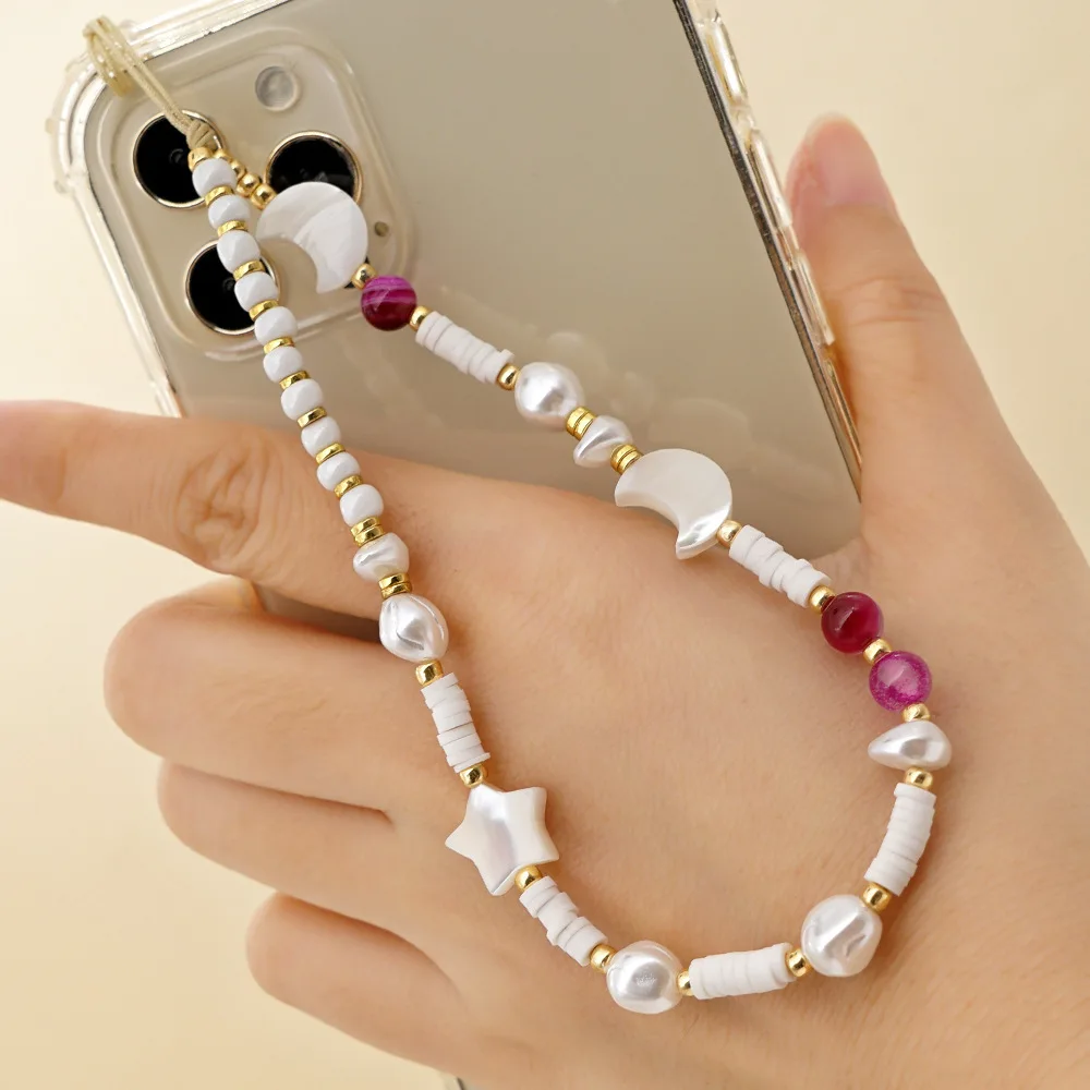

hone Charm Beads Lanyard Mobile Chains Telephone Jewelry Women Smiley Face Strap Hangs Phone Accessories