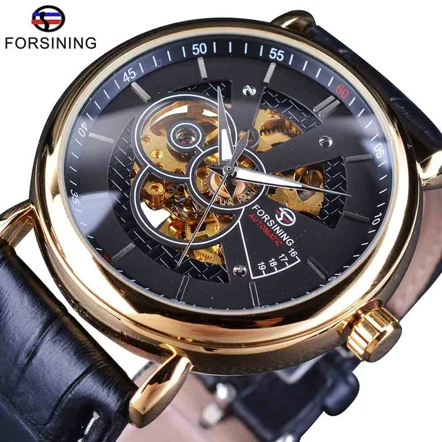 Forsining Men Automatic Mechanics Watches Stainless Steel Case Skeleton Mens Wristwatch Reloj Hombre Waterproof Sport Watch