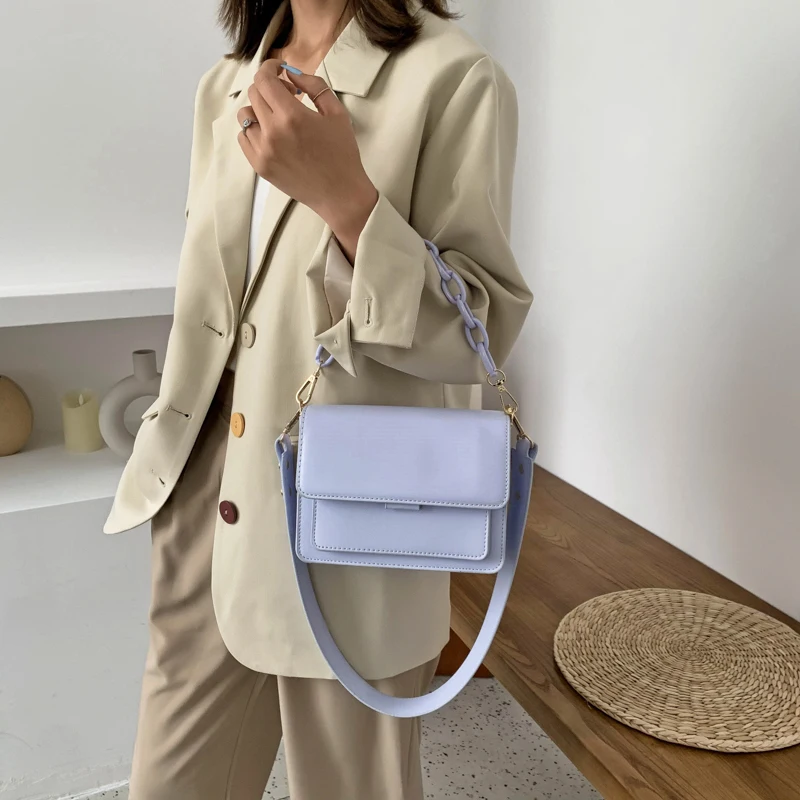 product-Chain Design New Mini PU Leather Flap Bags for Women 2020 Summer Girls Shoulder Handbag Fema-1