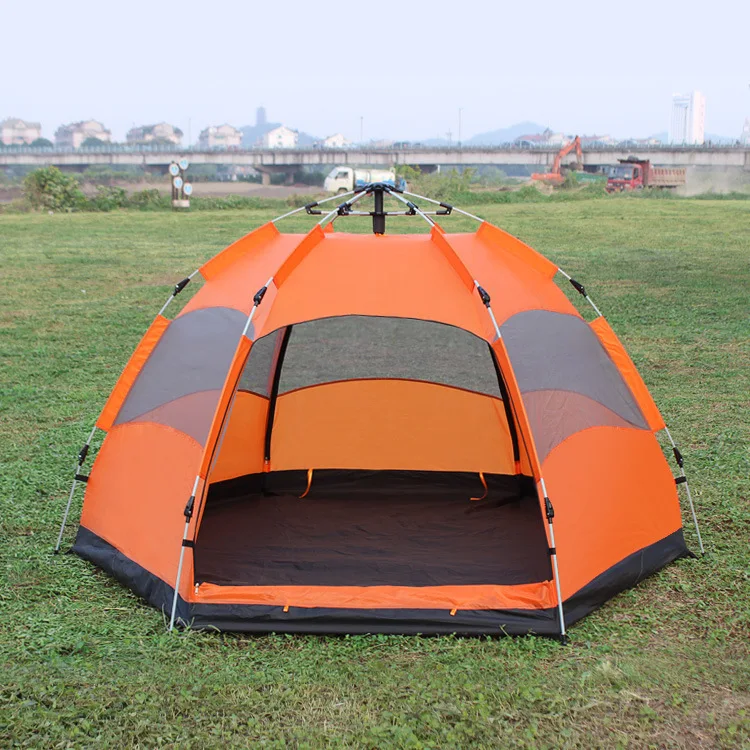 

Automatic Waterproof Instant Pop Up Tent 4-6 Persons Outdoor Hiking Backpacking Tent, Blue, orange