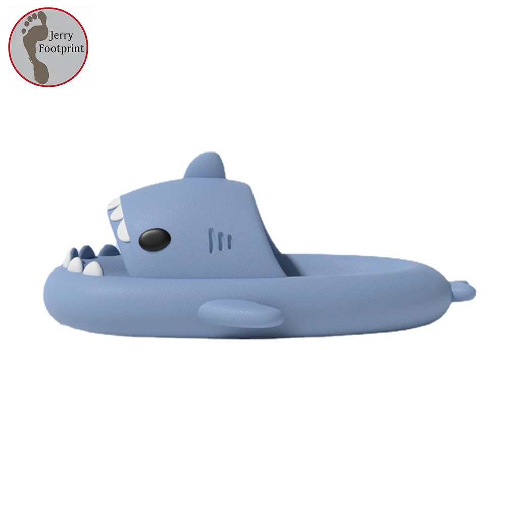 

Indoor Anti-Slip Thick Bottom Sandals for Men Women Open Toe Shower Cute Shark Shaped Soft Slippers, Black