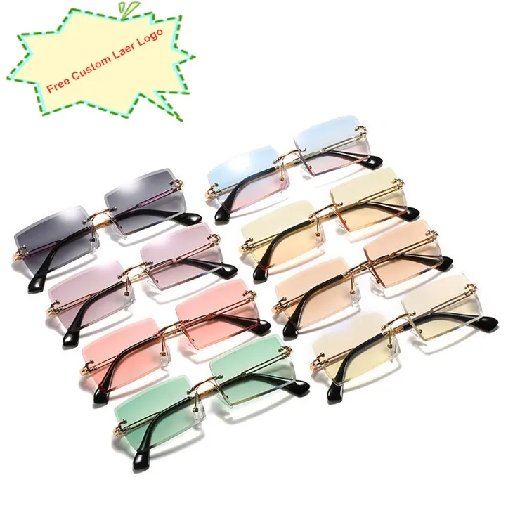 

2020 Fashion Cool Avant-Garde Style Sunglasses Square small frame rimless ins Popular Brand Design Sun Glasses, Mix color or custom colors