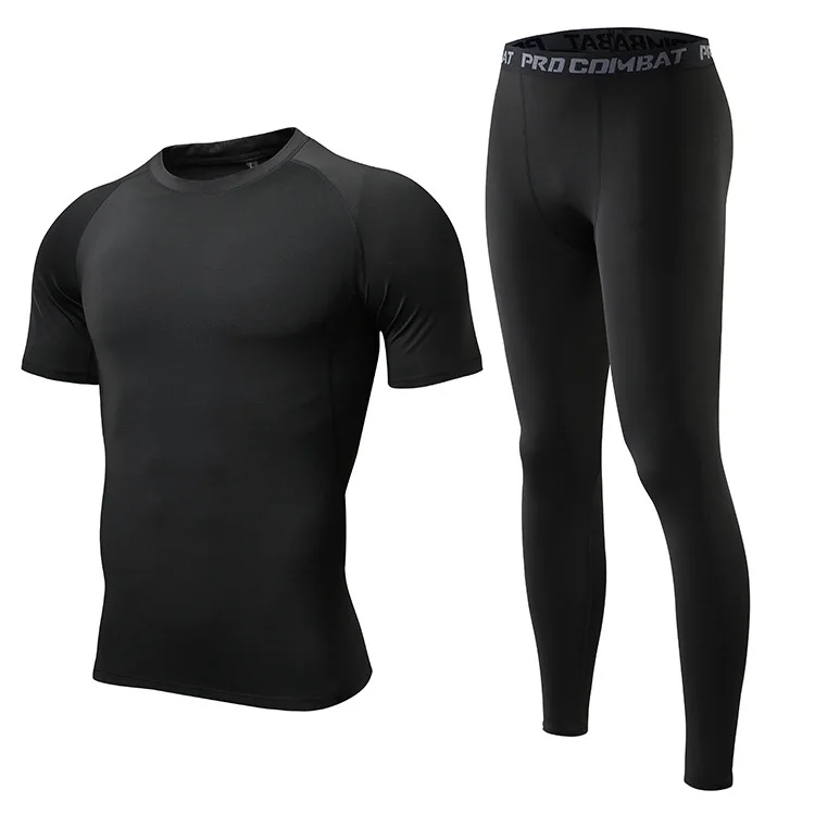 

New arrival training wear Stretch short sleeve tights unisex sportswear 2 piece set slim fit tracksuit yoga boy tracksuit, Customized colors