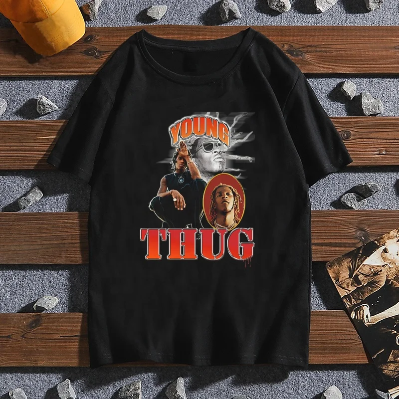 

2020 Hipster T Shirt Young Thug Printing Oversized Graphic Tee Female Ladies Basic Blouse Hip Pop Rapper Black T-Shirt, Picture