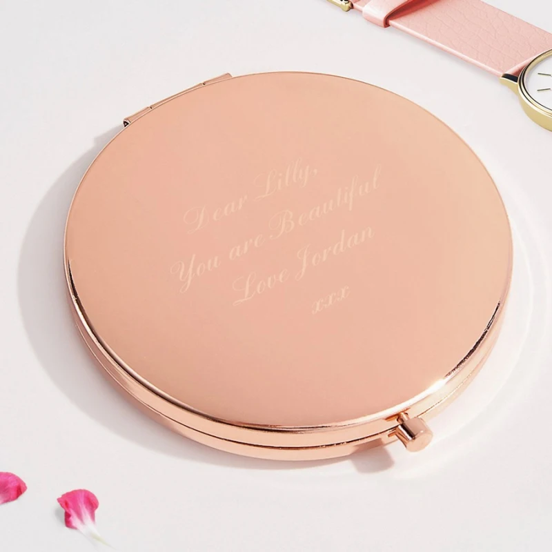 

Personalized silver frame pocket mirror double sides compact makeup mirror custom logo, Silver,gold,rose gold