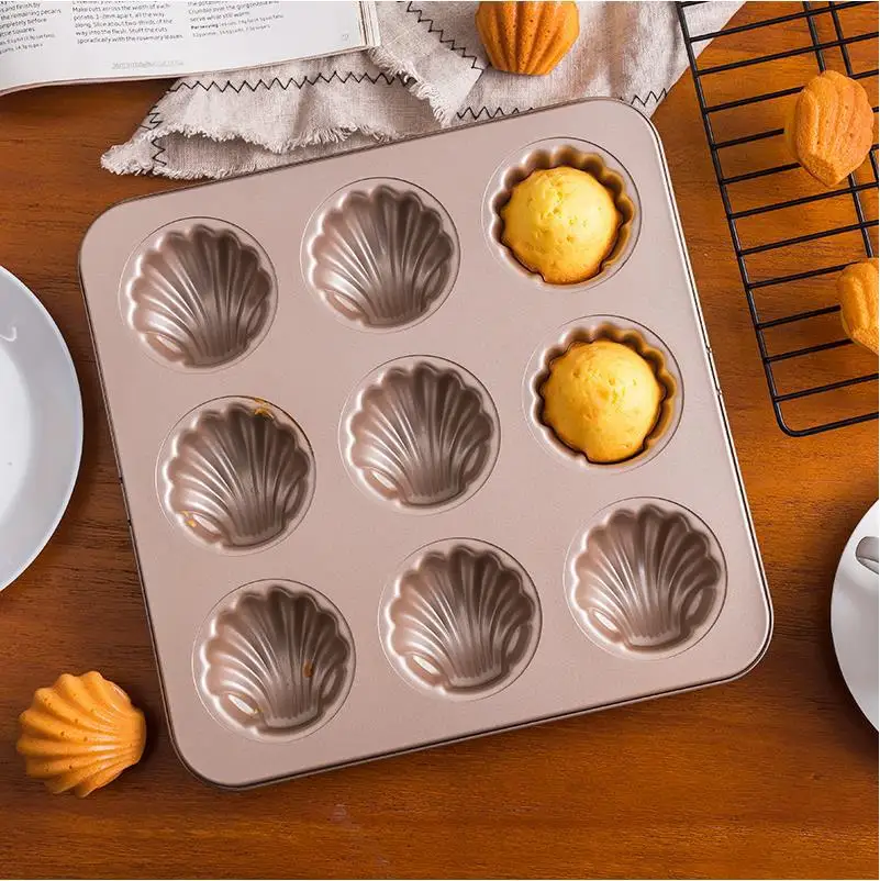 

Cake Mold 9-Cup Non-stick Madeleine Pan Baking Shell Carbon Steel Baking Pan, Customized color