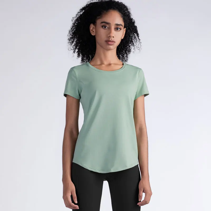 

2020 Hot Sales New Fashion Round Collar Loose fitness shirt Comfortable Soft Sports Training Yoga fitness shirt for women, Customized colors