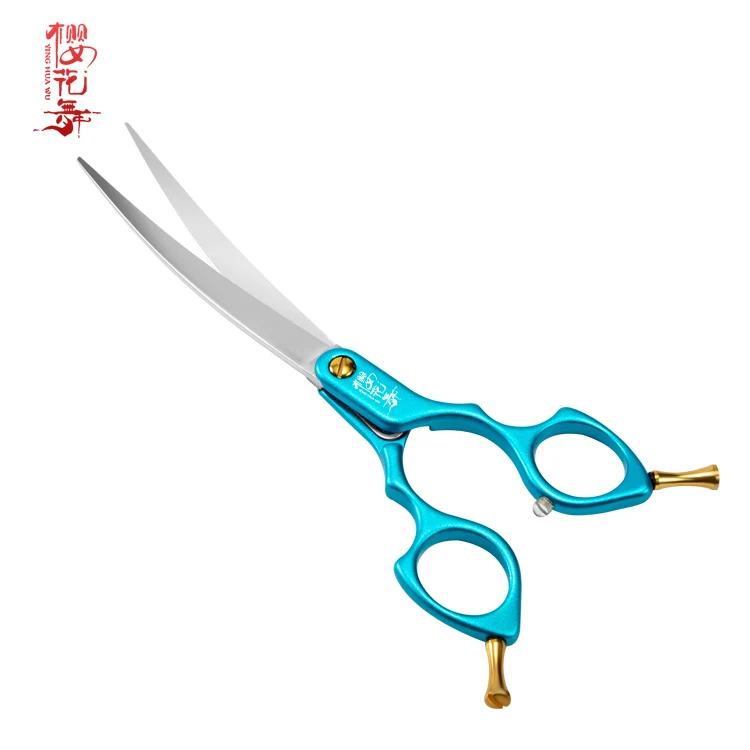 

Blue 60MDW Titanium JP440C Steel Shears 6 Inch Pet Grooming Curved Scissors for dog 2020