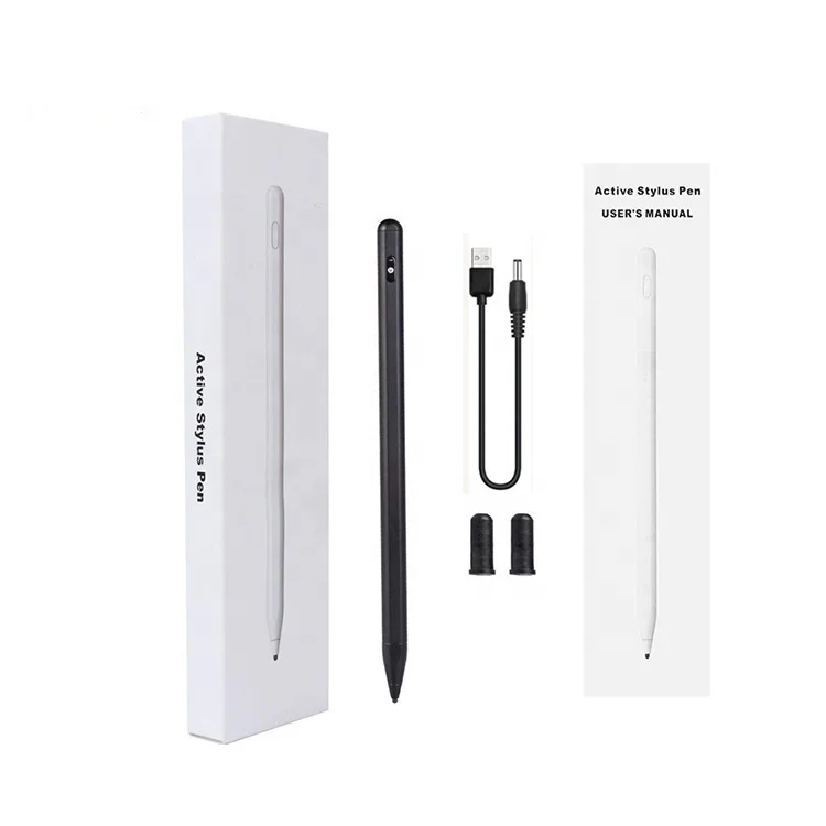 

Universal Tablets Pencil Palm Rejection Capacitive Active Stylus Pen for android Pencil iPad Touch Screens, Black/white