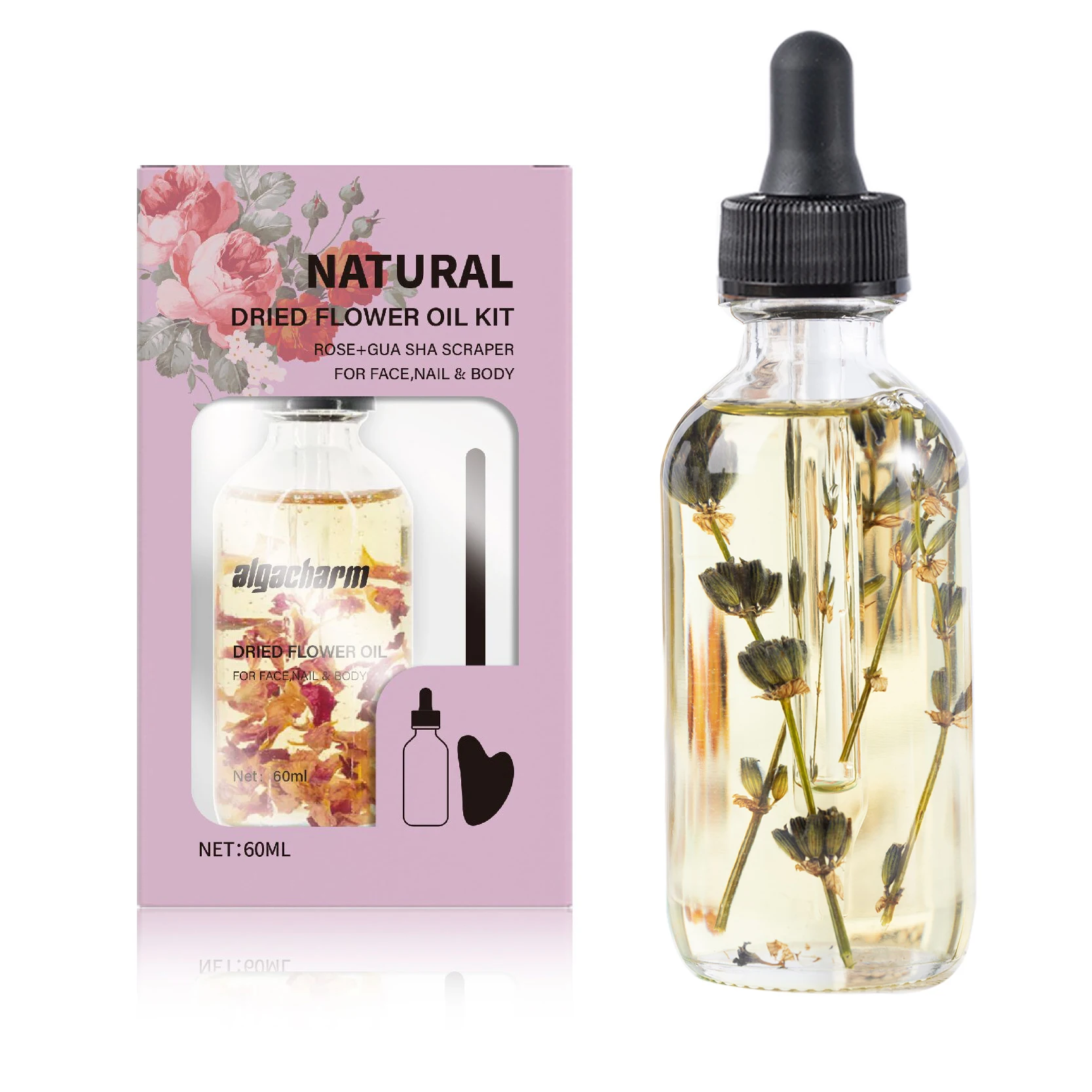 

Private Label 100% pure body care dried flower oil Multi Use Massage essential oil lavender oil for hair and body box package