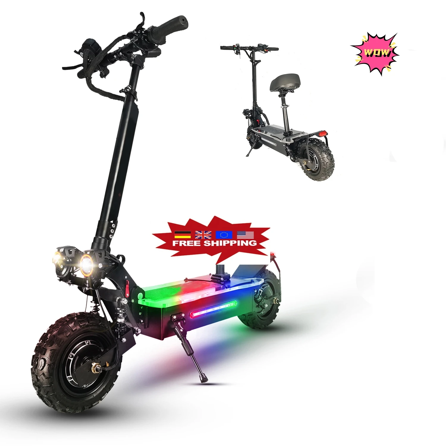 

Powerful foldable long range 60-80km 11 inch off road tires 27ah 5600w 60v dual motor scooter electric adult with seats