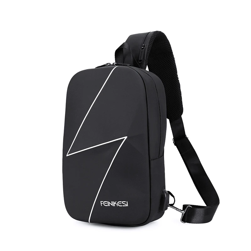 

2021New Trendy USB Anti-theft Bag Anti Theft Smell Proof Sling Chest Crossbody Backpack, Black