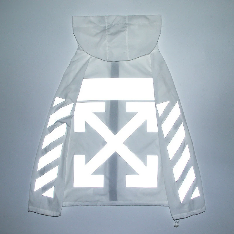 

Brand Reflective Jackets Street Split Zipper Sun Protection Bepe Thin Windbreakers//, Black/white