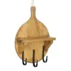 Real wood material table tennis racket shape black hard wood wall mount with hook