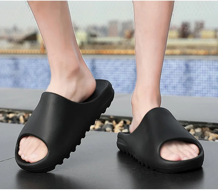 

New flat slides slipper outdoor non-slip sandals home beach slippers slipper for women men, Black /green/beige