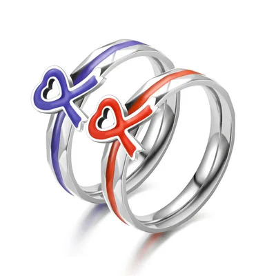 

Western style wholesale custom girls bow knot cute couple color jewelry stainless steel ring for women