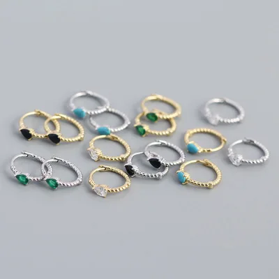 

S925 Sterling Silver Micro Pave Cubic Zircon Twisted Circle Earrings Twisted CZ Water Drop Hoop Earrings For Women Party