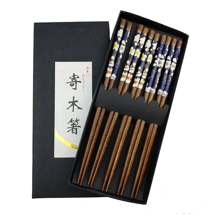 

Best Quality Chinese Popular Natural Wenge Wood Wintersweet Flower printing Chopsticks, Black/ brown/or customized