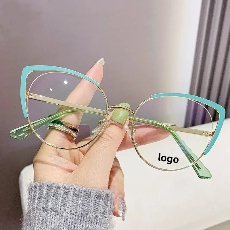 

Fashion Women Eyewear Metal frames River Optical New 2023 Triangle Cat Eye Glasses Anti-blue Light Glasses