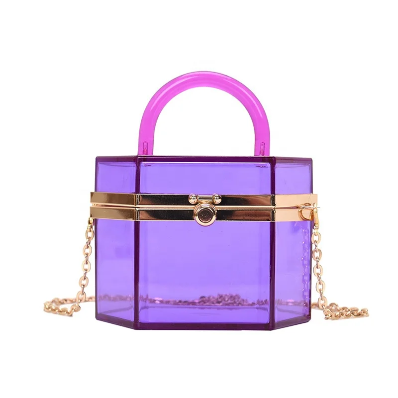 

2021 Fashion Ladies Transparent PVC Handbags Cross Chain Shoulder Tiny Bag Women Mini Jelly Clear Color Bags